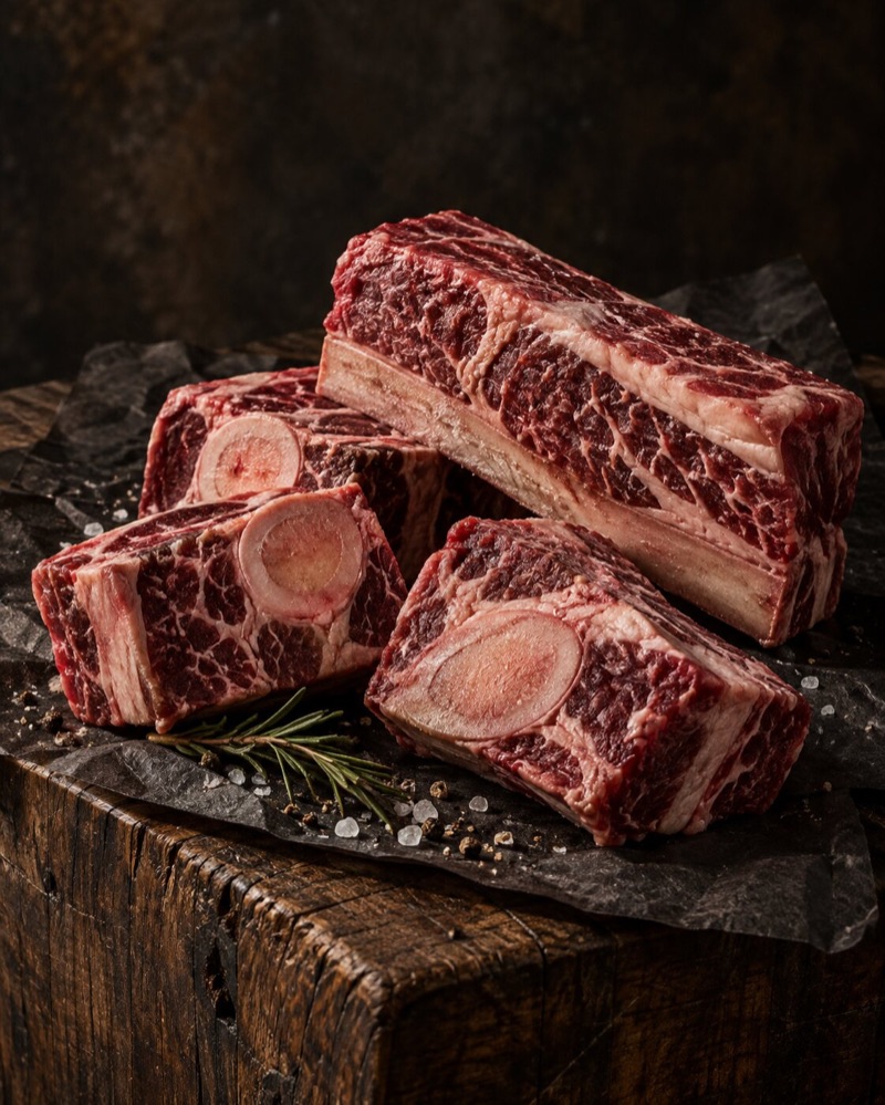 Beef short ribs cut into single bones