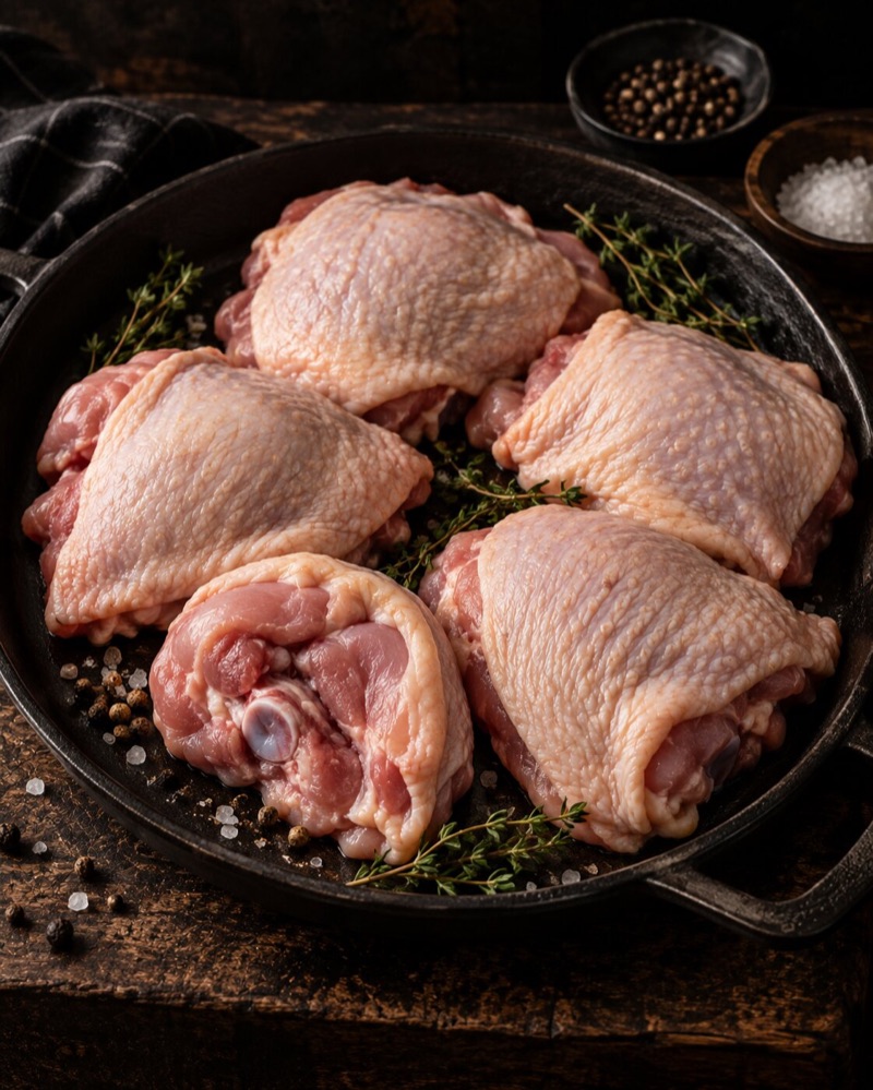 Chicken thighs, skin on