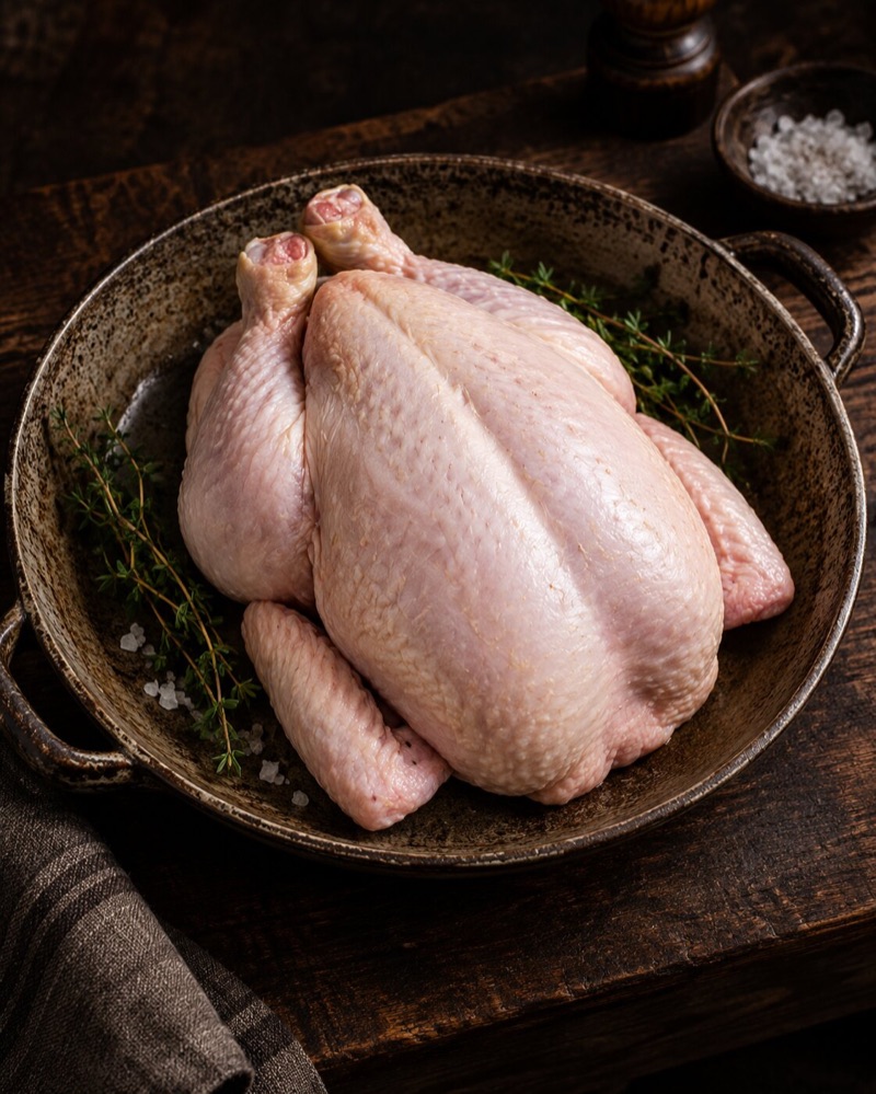 A whole raw chicken